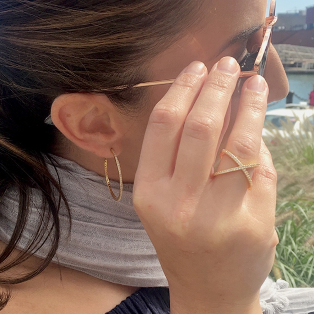 New With Tags X Criss Cross CZ Pave Plated Ring - Picture 4 of 11